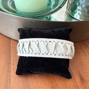 White Leather Braided Bracelet